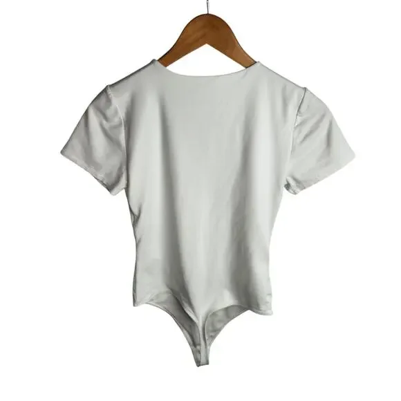 Aritzia Babaton Contour Crew Short Sleeve Bodysuit Womens Size Medium White - Picture 6 of 9